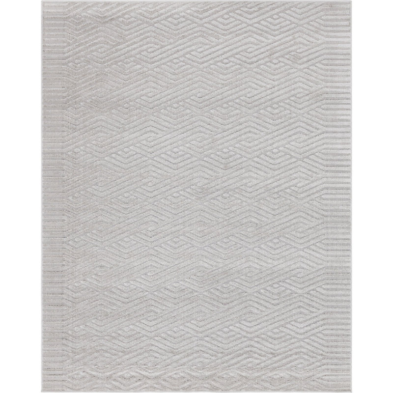 Outdoor Claudia Area Rug Silver Color, Rectangle 8' x 10'