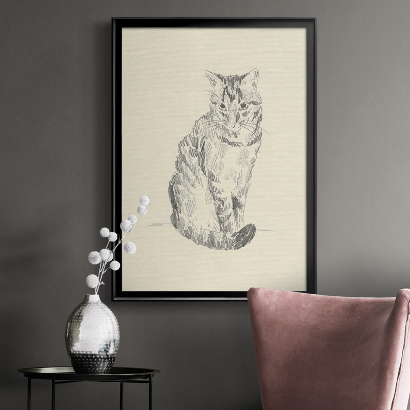Toile encadrée de qualité supérieure House Cat I - prête à être accrochée, Noir, H 24,5 po x l 18,5 po x P 1 po