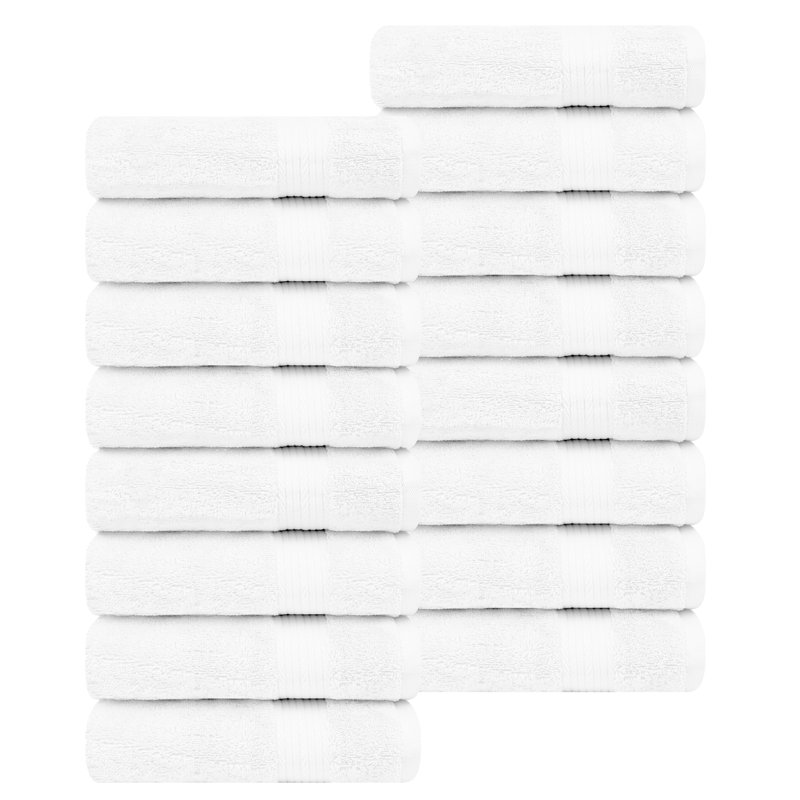 Como Bath Towel Set 100% Cotton Super Soft and Absorbent, White, Bath Towels - 16 Pack