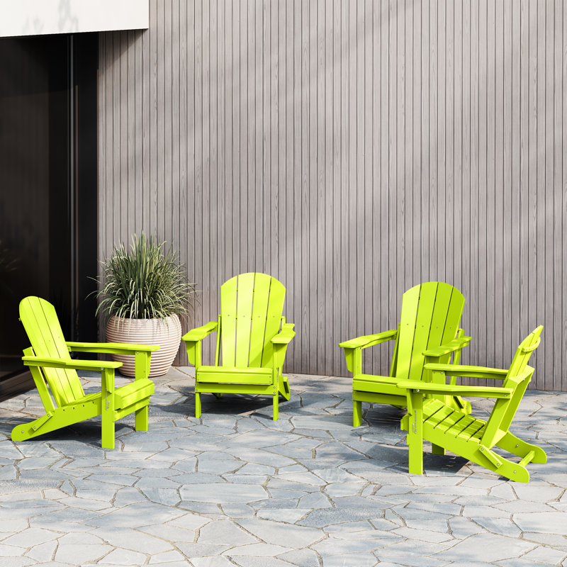 Laguna HDPE Folding Adirondack Chair, Lime