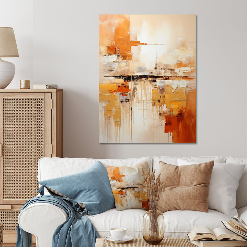 «Glam Orange Beige Collage II», reproduction d'art en métal, H 20 po x l 12 po