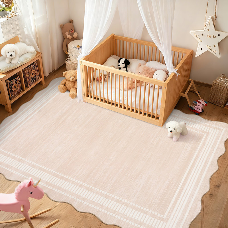 8 x 10 ft Light Taupe Rectangular Polyester Bedroom Living Room Dining Room Nursery Room Solid Indoor Modern Non Slip Machine Washable Area Rug