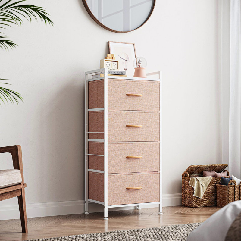 4-Drawer Fabric Dresser for Bedroom, Pink