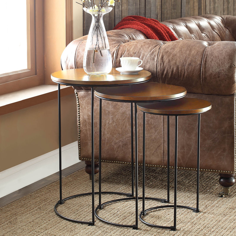 Tables gigognes rondes modernes noires 17,5 pouces