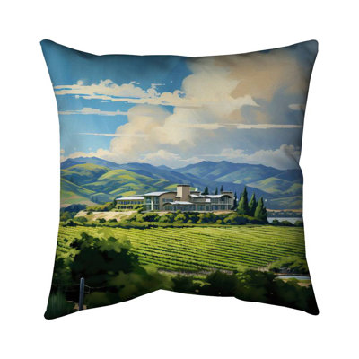 Peaceful Day - Contemporary Trees – Outdoor Throw Pillow with Insert, Weather-Resistant