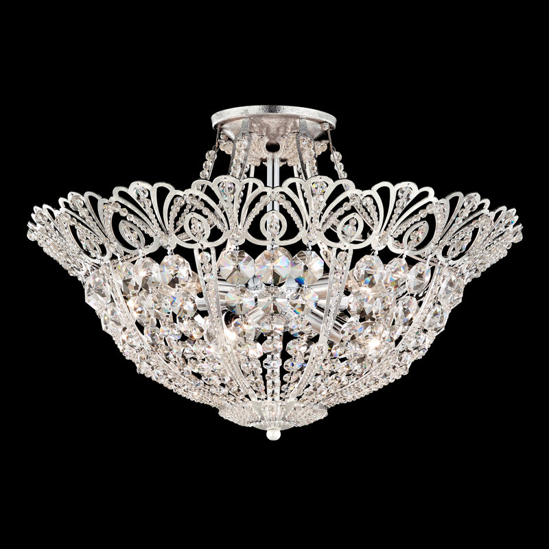 Rivendell 6 Light 20In X 13.5In Semi-Flush Mount In Heirloom Gold And Radiance Crystal, Etruscan Gold