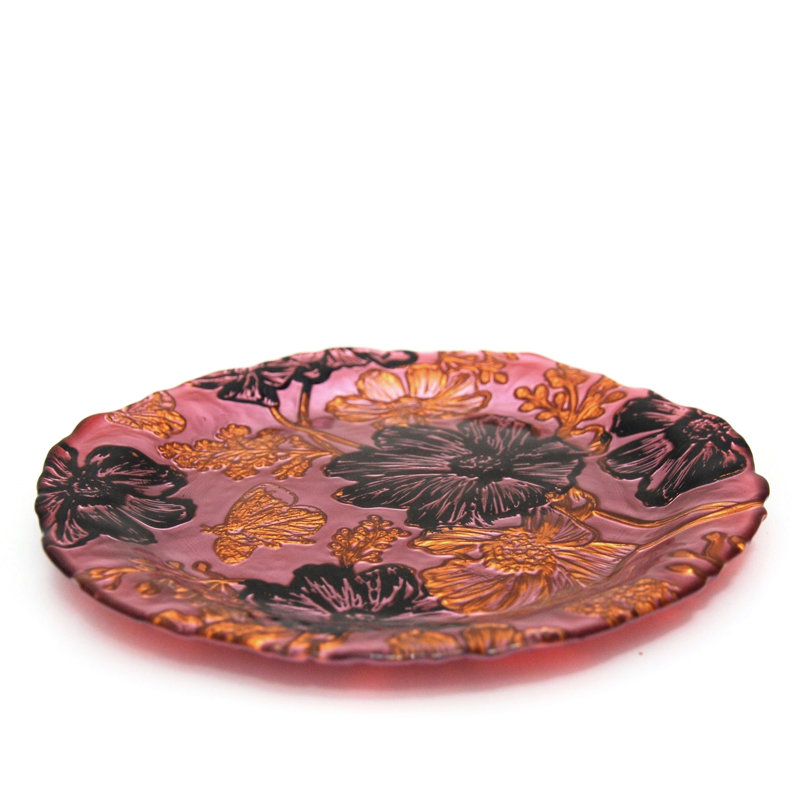 Plaque de hors-d’œuvres 9 po Papillon, Rose