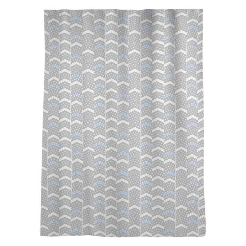 Panneau de rideau simple à passe-tringle à chevrons Stephenie, Bleu / gris / blanc
