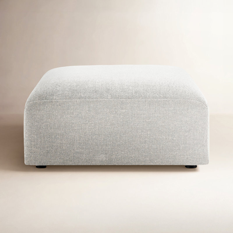 Morell 35.4" Square Upholstered Ottoman, Gray