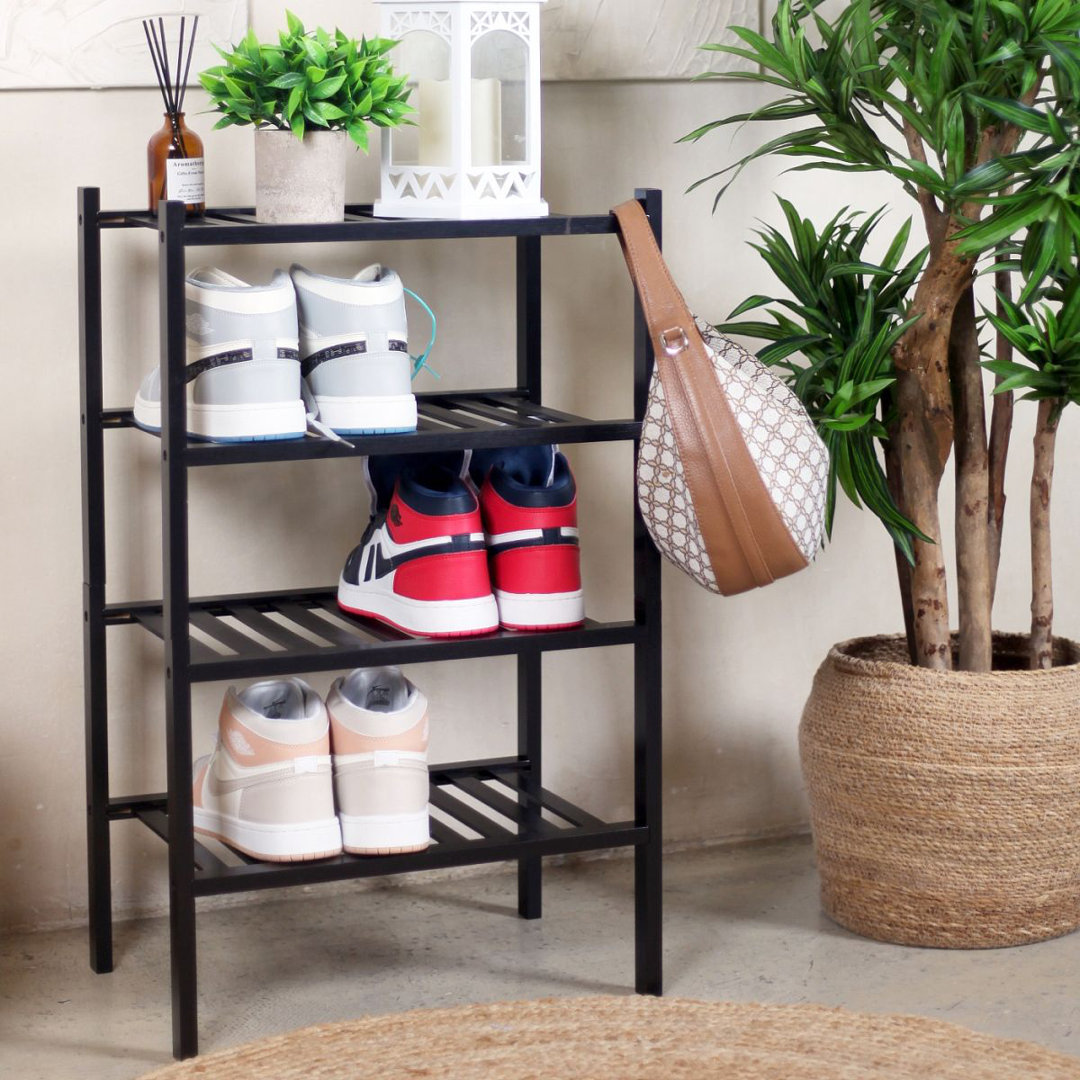 Froppi 4-Tier Bamboo Shoe Rack for Shoe Storage, Wooden Shoe Shelf L45.2 W29.5 H72.4 cm