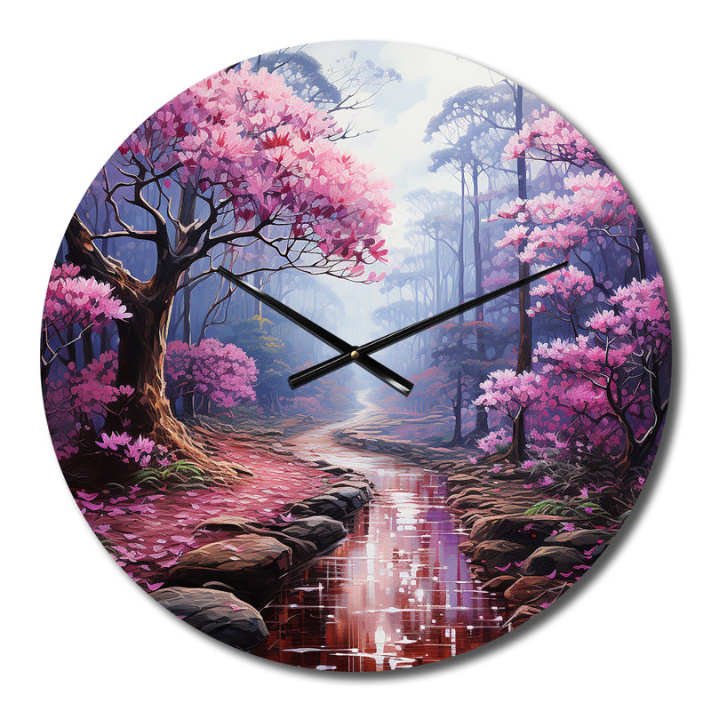 Horloge murale Rhododendron Field Pointillism Dot II - Floral, Petit