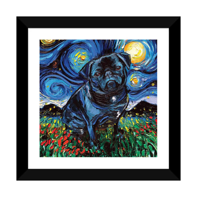 " Black Pug Night " by Aja Trier