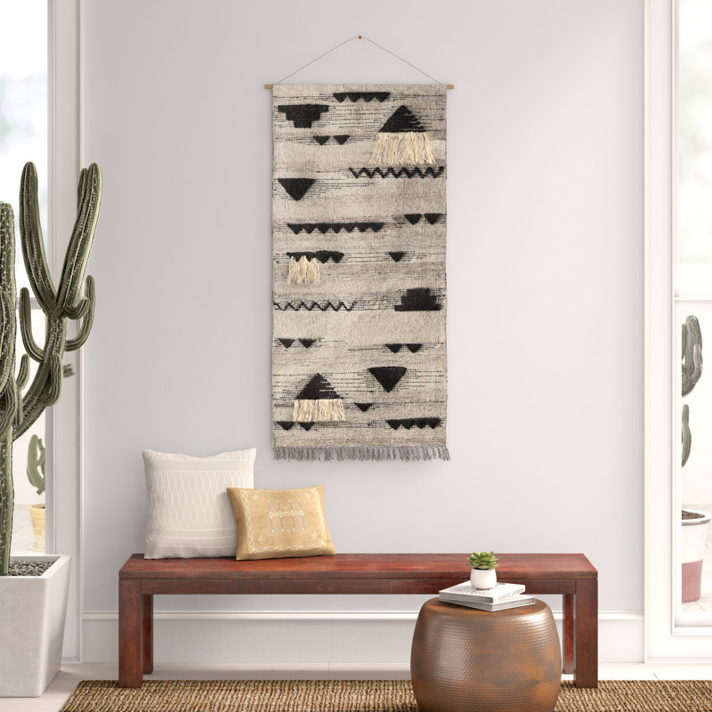 Tenture murale en coton et laine tissée à la main, Anthracite