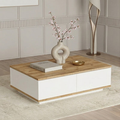 Table basse rectangulaire à profil bas avec rangement caché 35 po Lumina