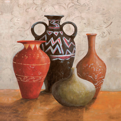 Ethnic Spice Pots Painting - Wrapped Canvas Painting