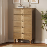 Tall Wooden 5 Drawer Dresser