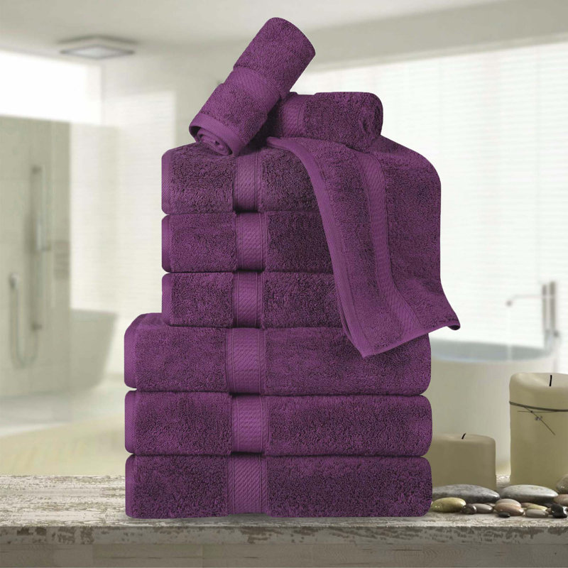 Scotia Egyptian Cotton Bath Towel Set, Plum, 9Pc Towel Set  (3Bath, 3Hand, 3Face)