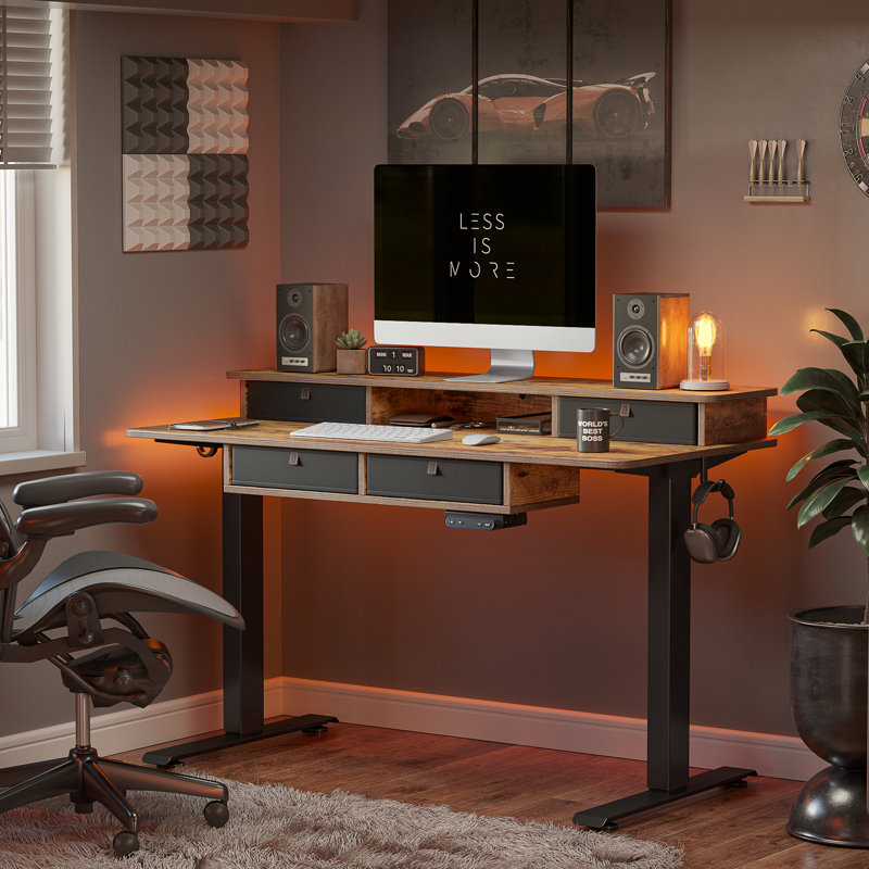 Emanuiel Height Adjustable Standing Gaming Desk, 46" H x 48" W x 24" D