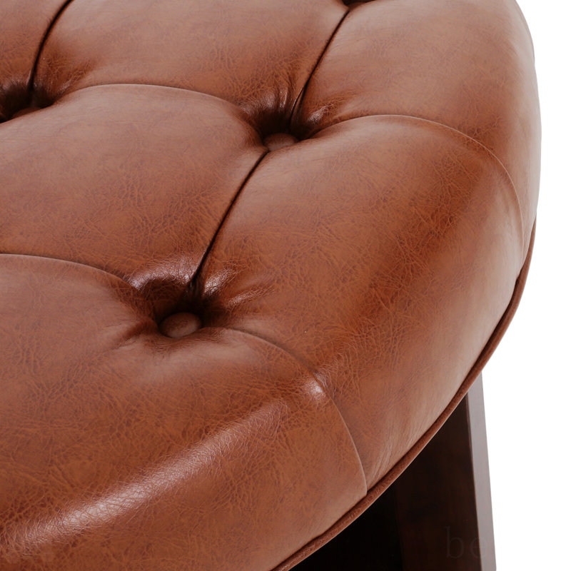 Banc avec rangement ROND OTTOMAN , Marron clair
