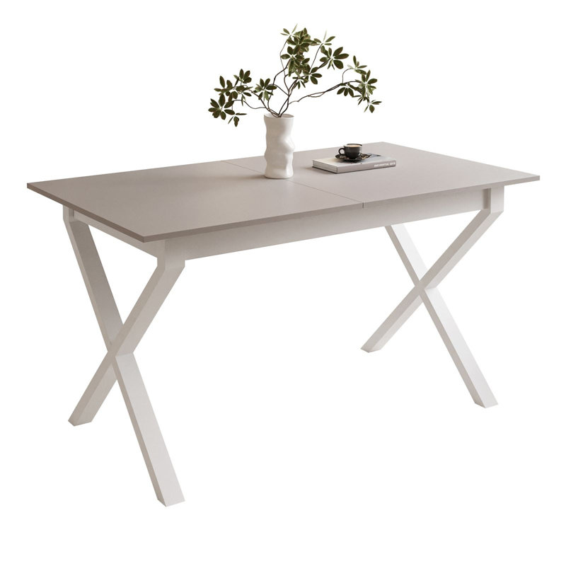 Extendable table ARTON II  140 cm,  "X" legs, White, Cashmire