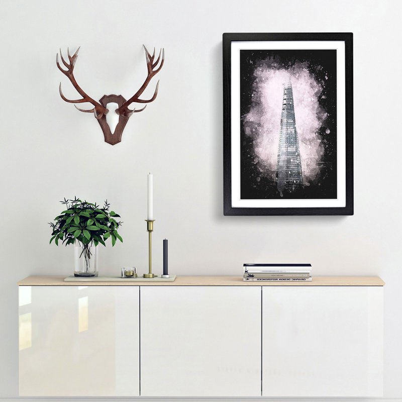 The Shard Building in London - Framed Print, 87cm H x 62cm W x 2cm D, Black Framed