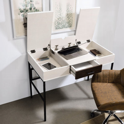 Unbeatable Writing Desk With And Practical Drawer, Black Radiant Convenient