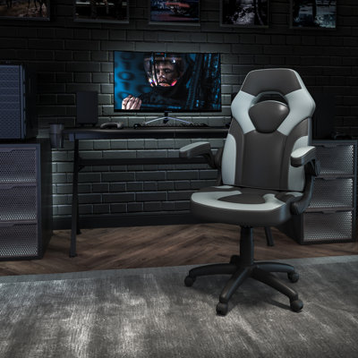 Ergonomic Adjustable Swivel Computer Gaming Chair with Flip-up Arms