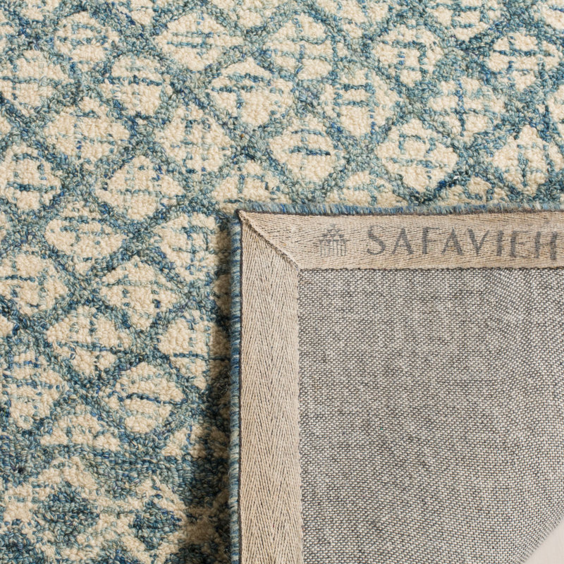 Tapis bleu en laine touffeté à la main Costin, Rectangle 5 pi x 7 pi 6 po