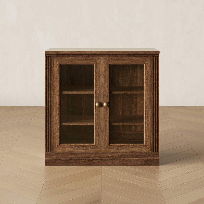 Modular Storage Display Cabinet with Doors  (Set of 1), Walnut, Brown