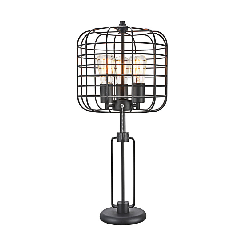 Lampe de table moderne avec ampoule Edison, port de charge USB et cadre en métal durable