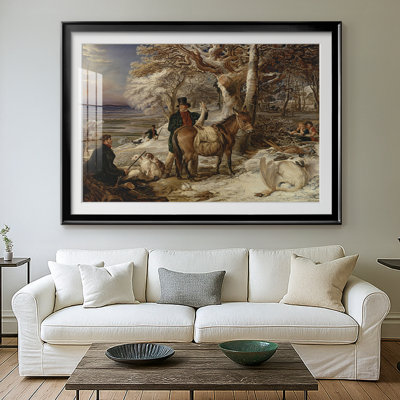 Paysage d'hiver avec un âne, des braconniers et un cygne mort-James, reproduction encadrée avec passe-partout et verre-c. début du 19e siècle