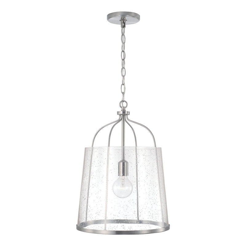 Luminaire suspendu transparent 1 lumière Madison, Nickel brossé