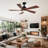 Modern Farmhouse Solid Wood Ceiling Fan With Light, Quiet DC Motor-371091127-371091122