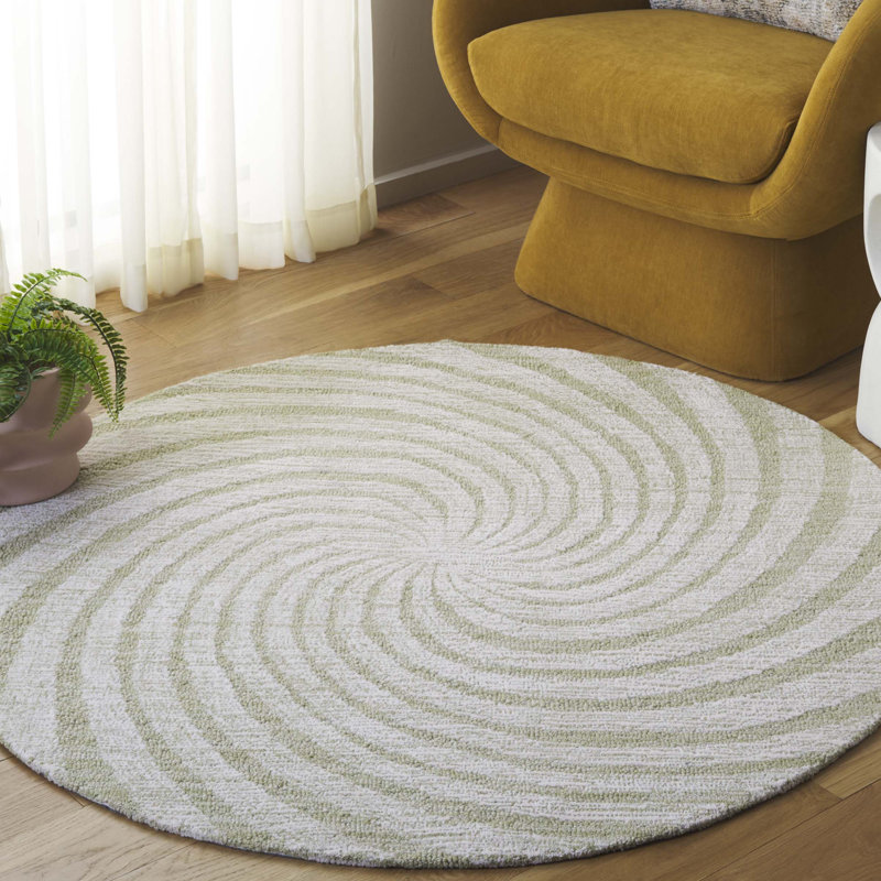 Nouveauté 201 80% laine; Tapis spiralé 20% coton, Rond 5 pi