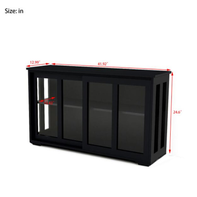 Armoire avec porte vitrée Janitzy, Noir