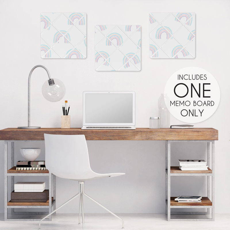 Pastel Rainbow Fabric Memo Board with Button Detail