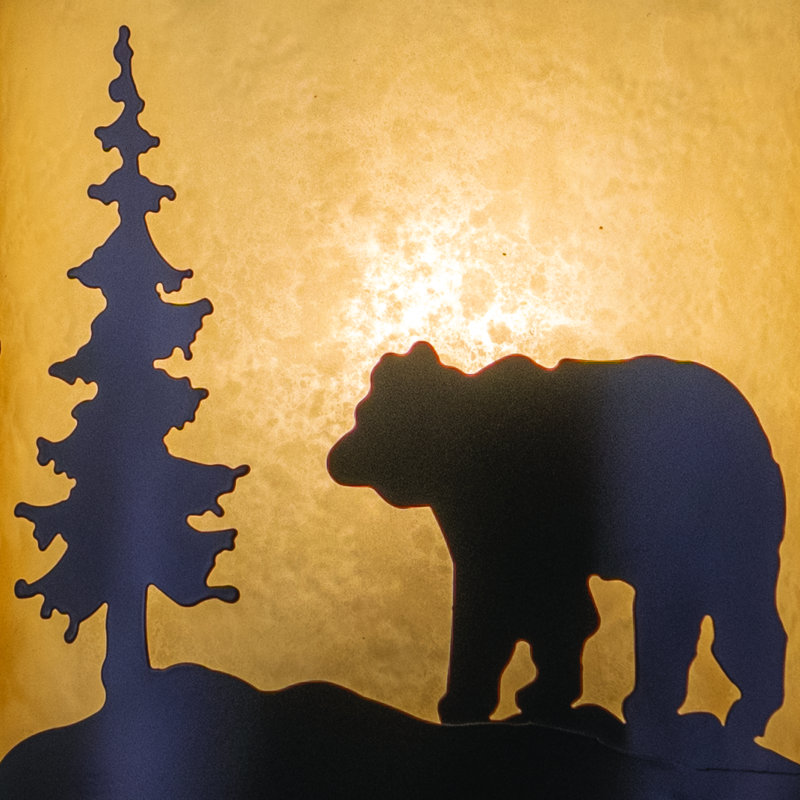 Homar 1 - Light Dimmable Cabin Lodge Flush Mount Wall Light, Bear