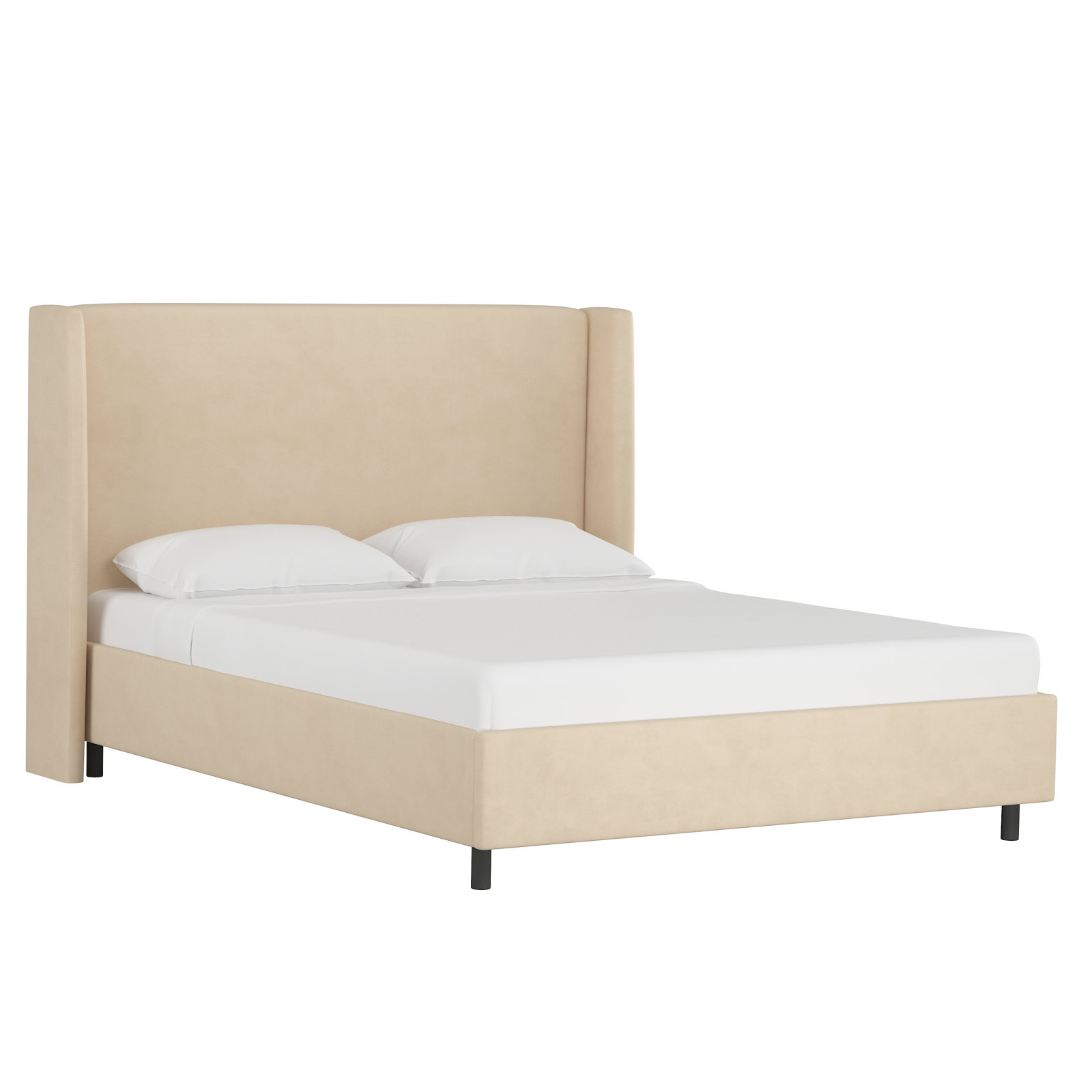 Tilly Linen Upholstered Wingback Bed, California King, Classic Pearl Performance Velvet
