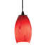 Mcmichael - Luminaire suspendu en verre - Cordon - Bronze huilé - Abat-jour en verre ciel rouge - Incandescent