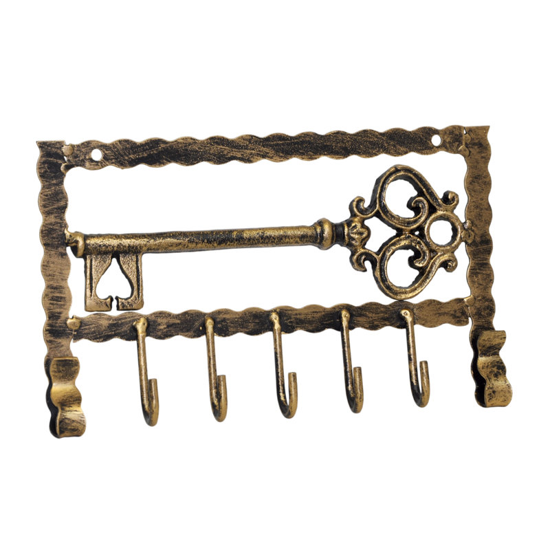 Metal Wall Organizer with Key Hooks