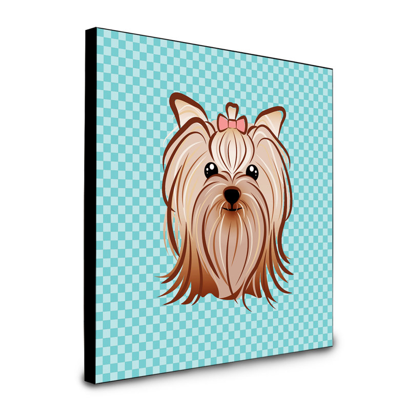Panneau mural d’art Dungorbery, bleu, Yorkshire Terrier Yorkie