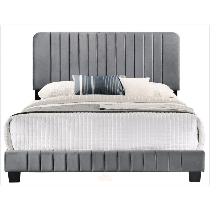 Lit contemporain élégant, Gris, Double