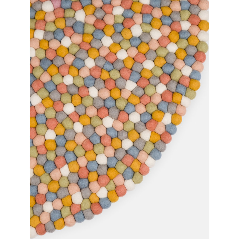 Round Polka Dots Wool Hand Woven Area Rug, Round 70cm