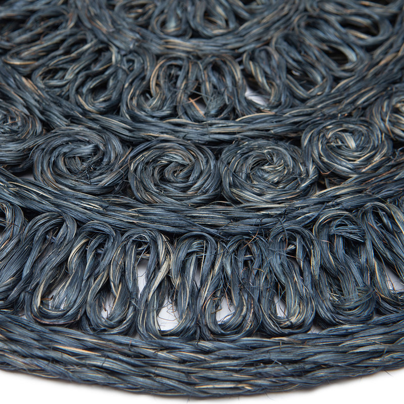 Circolo Abaca Abaca Geometric Round Placemat, Navy