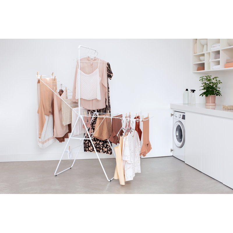 Brabantia Hangon 25 m Folding Drying Rack with Rod, White