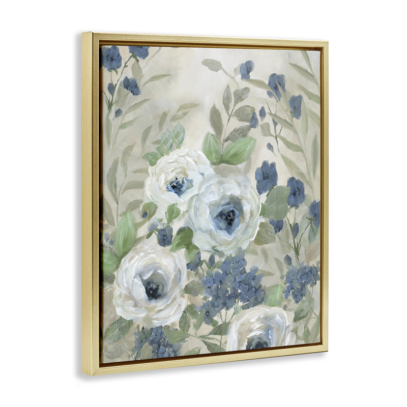 "Blossoms", art mural sur toile flottante, H 21 po x l 17 po, Cadre flottant métallique doré
