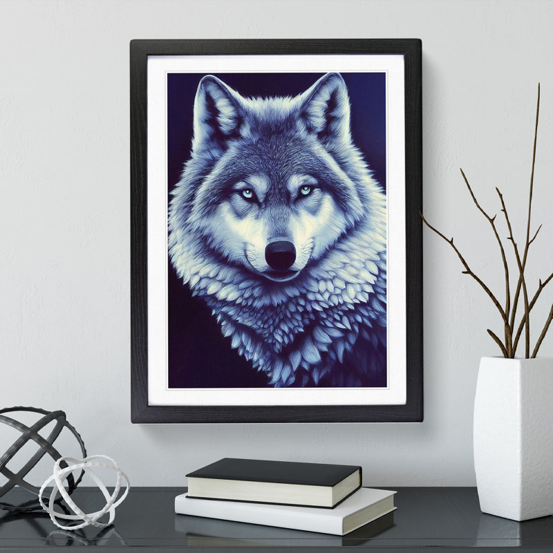 Mesmerising Wolf - Framed Print, 64cm H x 46cm W, Black