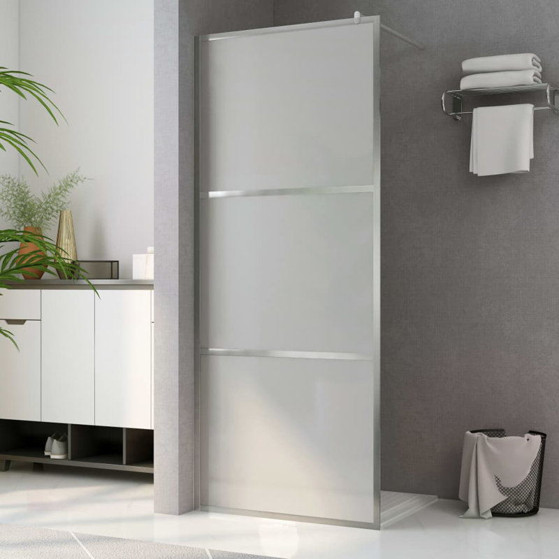 Kahrama Hinged Semi-Frameless Shower Door with Frosted Glass, 195cm H x 89cm W