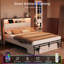 Base de lit grand format Farmhouse avec tête de lit, station de charge et lumières DEL-1912202043-1912202041