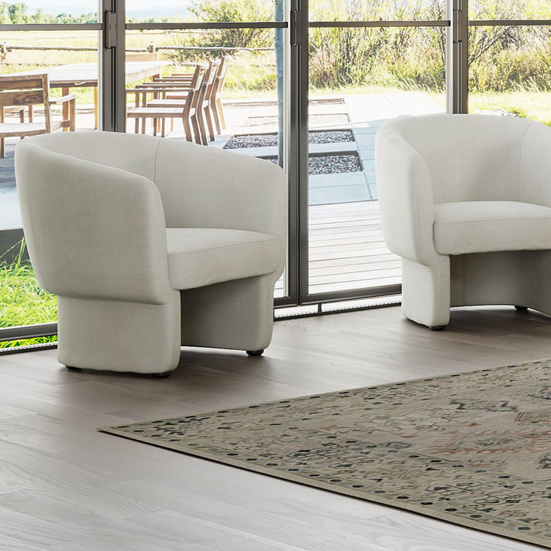 Fauteuil d'appoint contemporain en velours beige, Velours beige